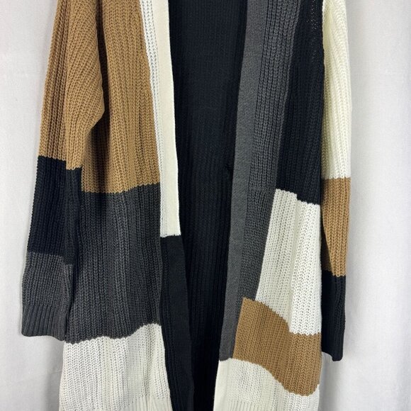 Fortune+Ivy Women Knit Long Sleeve Colorblock Open Front Cardigan Sweater Size M - Picture 6 of 9